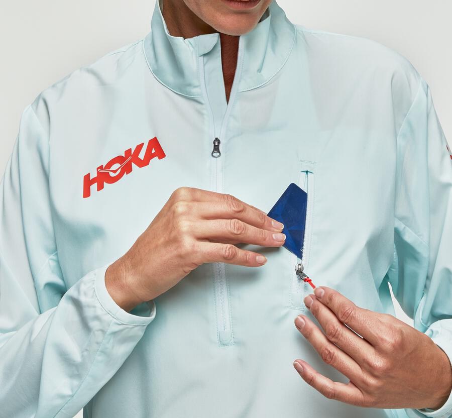 Hoka One One Womens Jackets - Wind-Resistant - Blue - VXWR18790